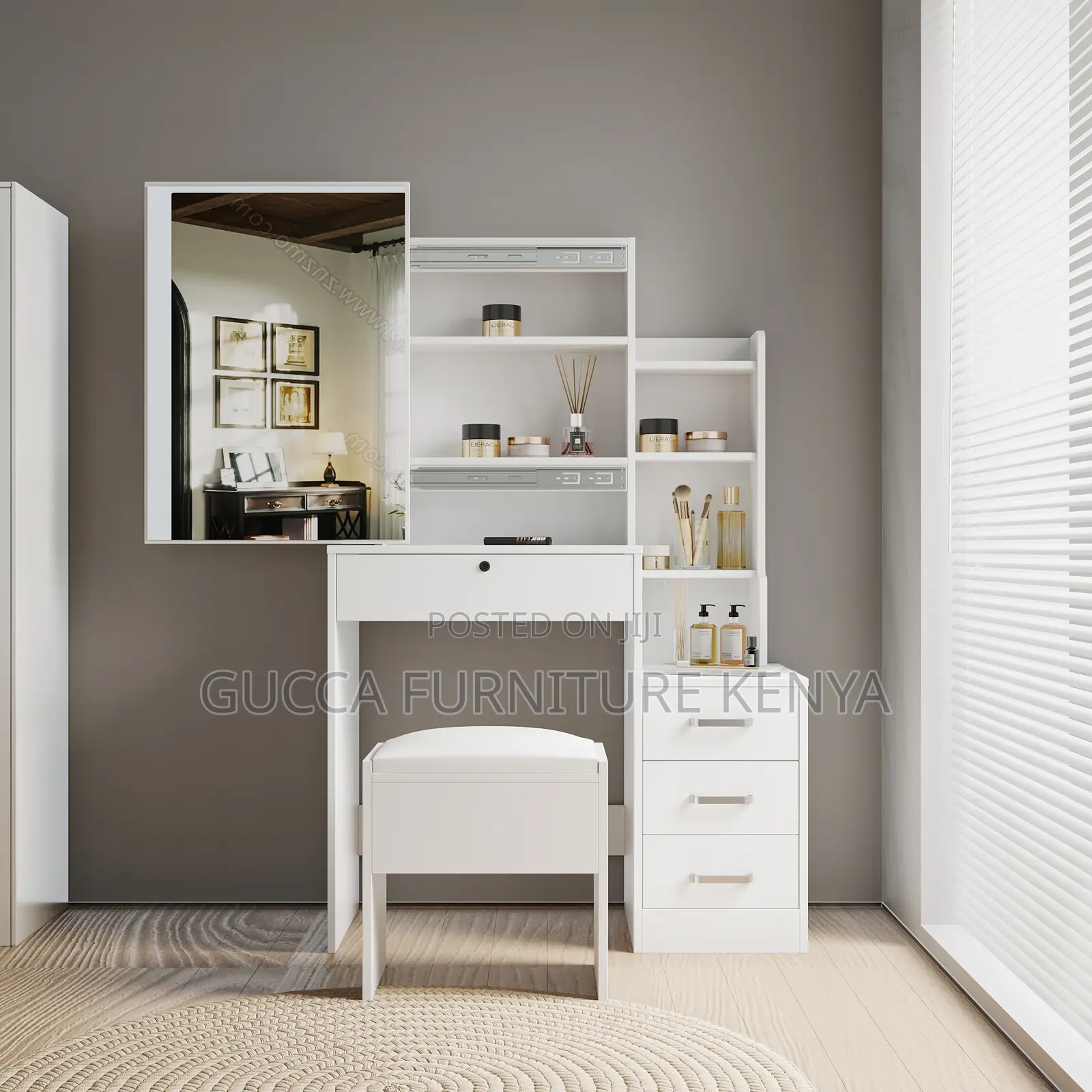 White Wooden Bedroom Dressing Table