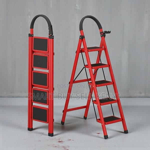 Modern Foldable Aluminum Home Essentials 5 Step Ladder Stepladder - main view