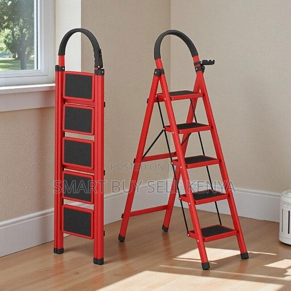 Ergonomic Foldable Aluminum Stable Build 5 Step Ladder Stepladder - main view