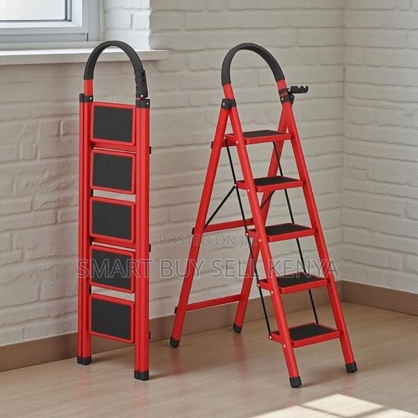 Reinforced Foldable Aluminum Heavy Load 5 Step Ladder Stepladder - main view