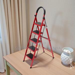 Practical Foldable Aluminum Kitchen Use 5 Step Ladder Stepladder - thumbnail 2
