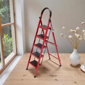 High Quality Foldable Aluminum Strong Grip 5 Step Ladder Stepladder - thumbnail 2