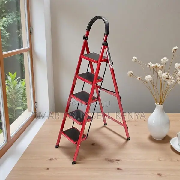 High Quality Foldable Aluminum Strong Grip 5 Step Ladder Stepladder