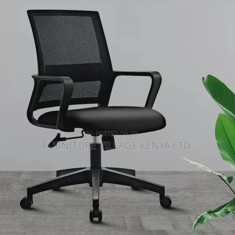 Office Chair: Black Mesh Swivel Office Chair