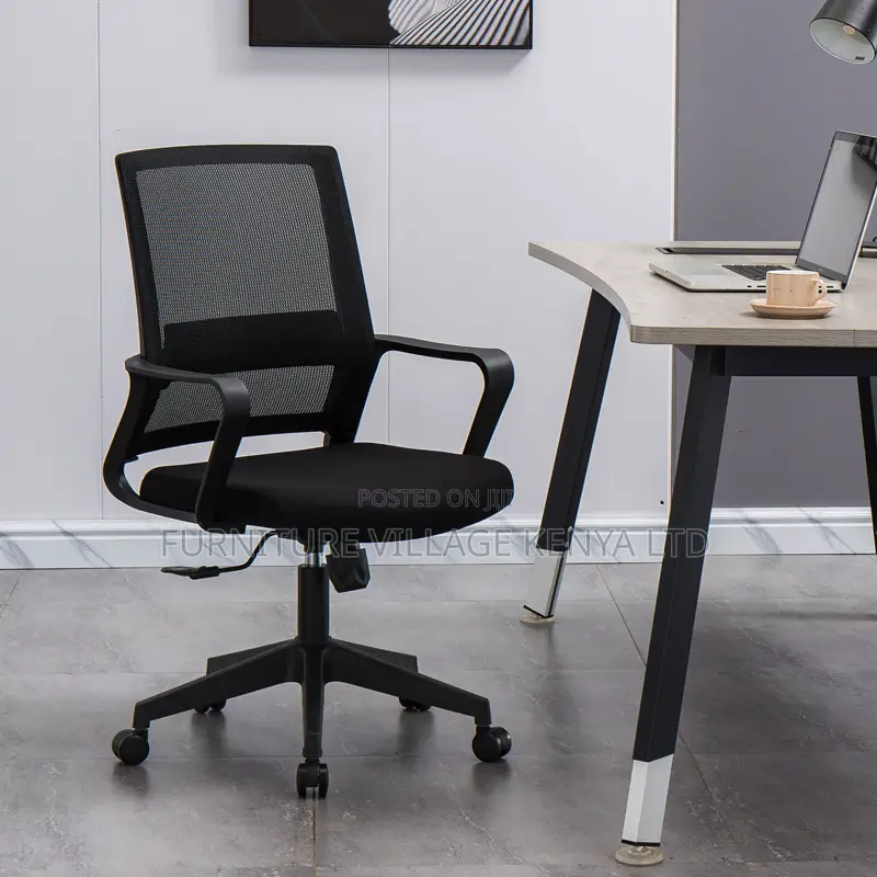 Office Chair: Black Mesh Swivel Office Chair