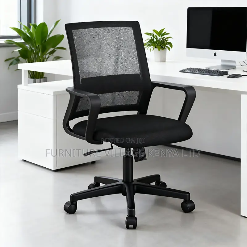 Office Chair: Black Mesh Swivel Office Chair