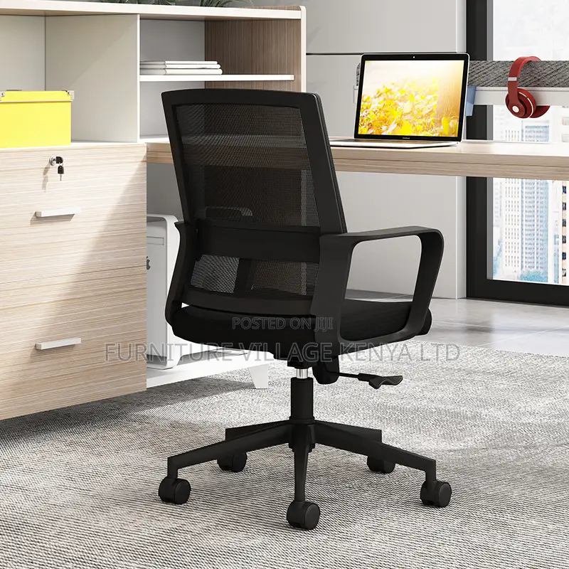 Office Chair: Black Mesh Swivel Office Chair