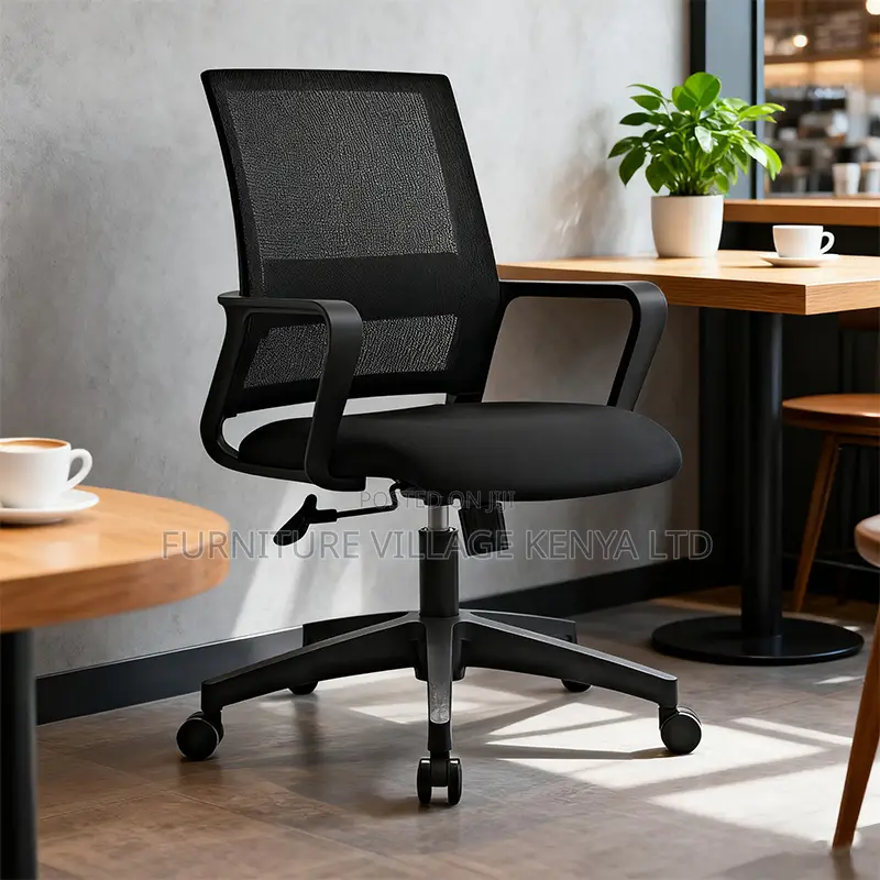 Office Chair: Black Mesh Swivel Office Chair