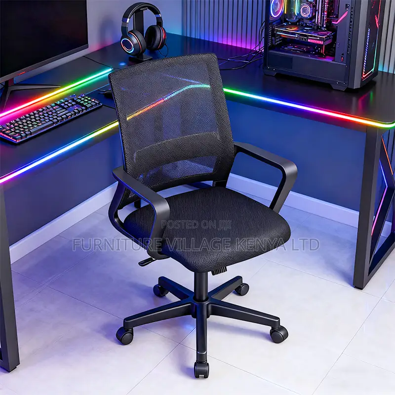 Office Chair: Black Mesh Swivel Office Chair