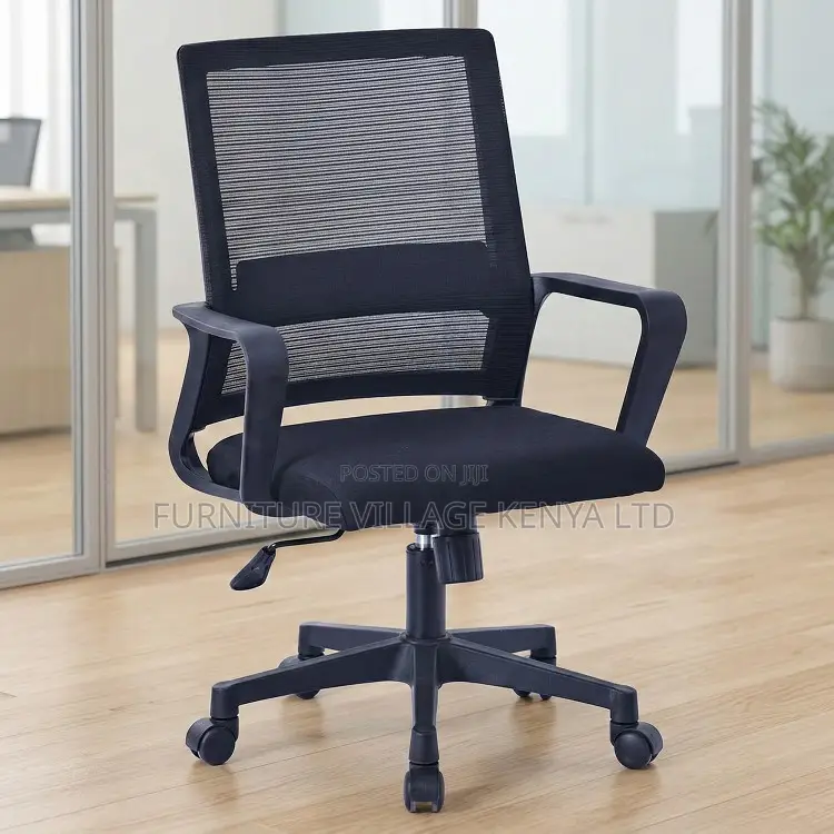 Office Chair: Black Mesh Swivel Office Chair