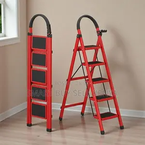 Secure Foldable Aluminum Anti Skid Steps 5 Step Ladder Stepladder