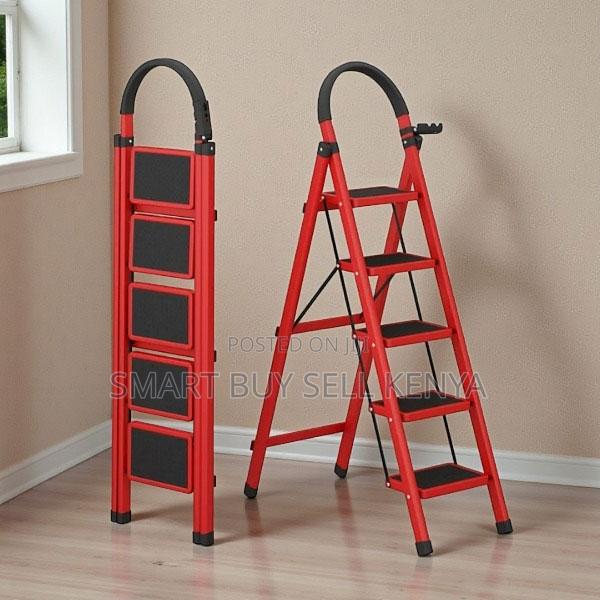 Secure Foldable Aluminum Anti Skid Steps 5 Step Ladder Stepladder - main view