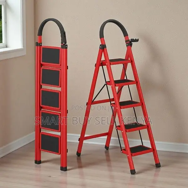 Secure Foldable Aluminum Anti Skid Steps 5 Step Ladder Stepladder