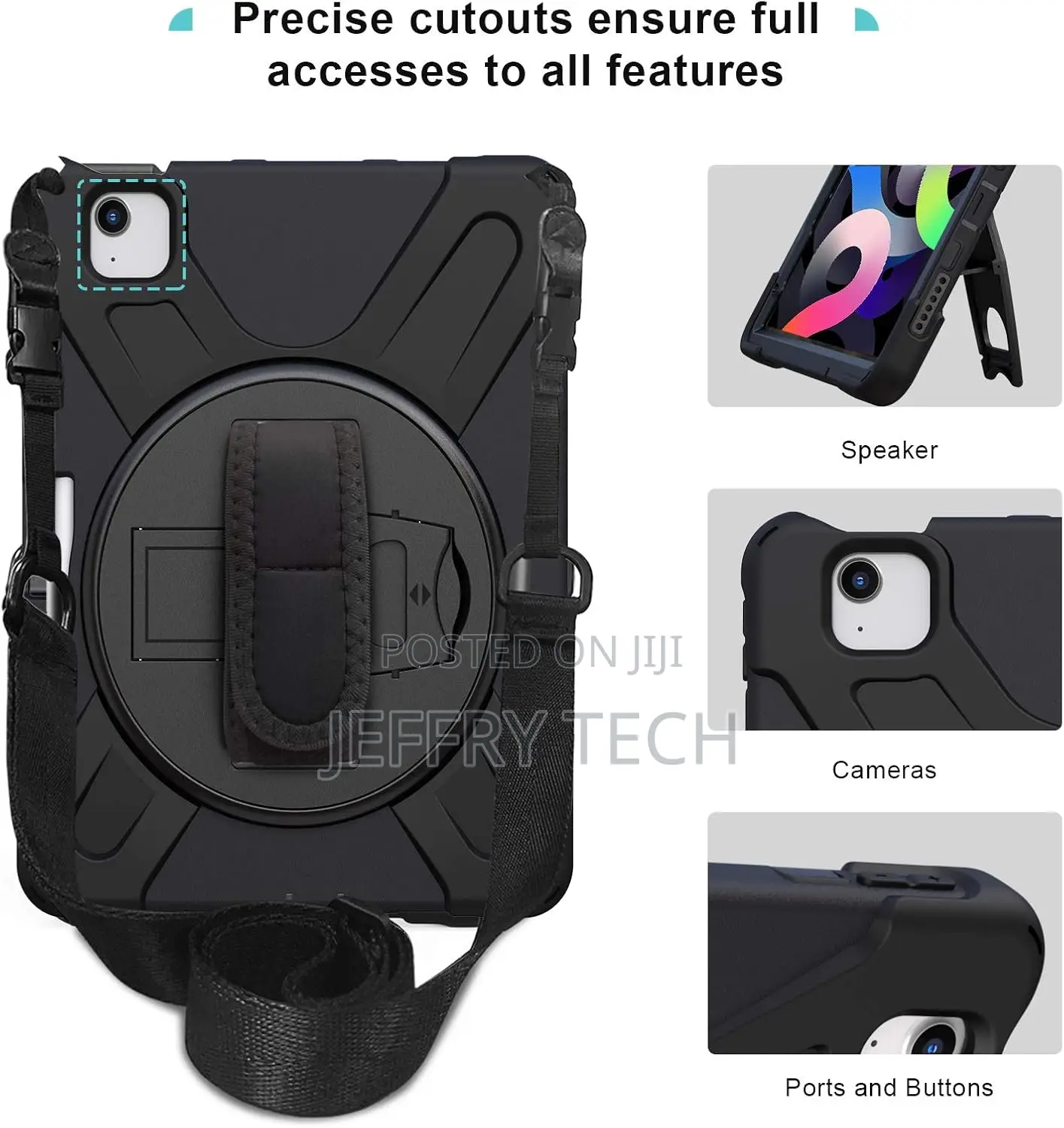 Batck Rugged Case for iPad Air 11 Inch (M2) 2024 Heavy Duty Shockproof