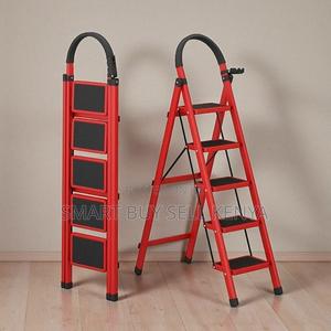 Robust Foldable Aluminum Home Utility 5 Step Ladder Stepladder - thumbnail 2