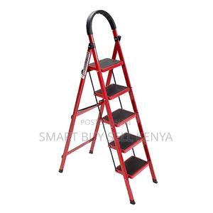Compact Design Foldable Aluminum Safety 5 Step Ladder Stepladder - thumbnail 2