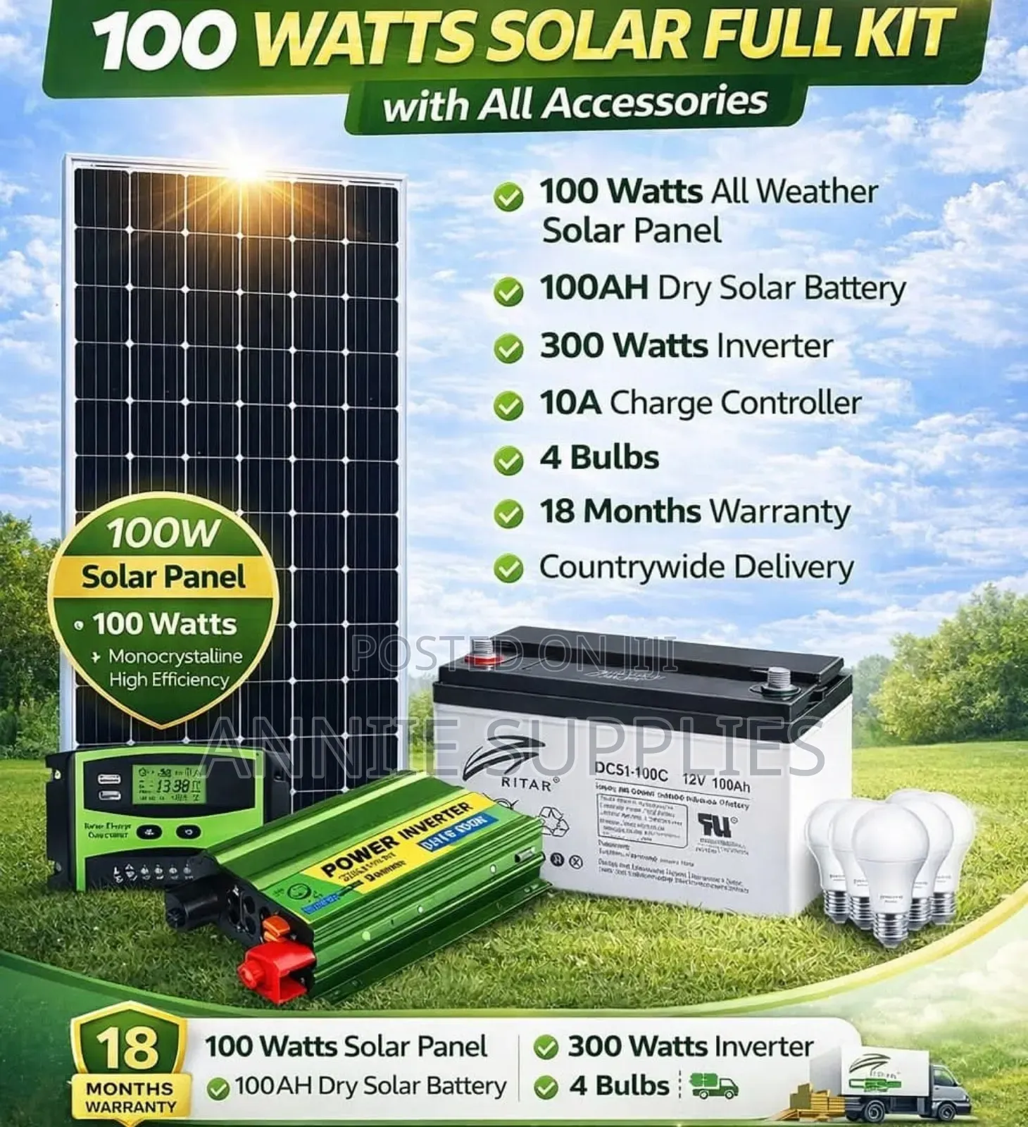 100w Solar Full Kit