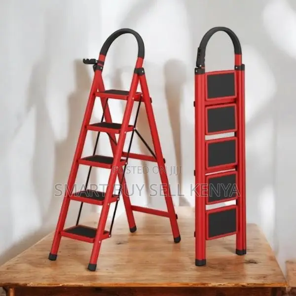 Anti Slip Foldable Aluminum Secure Steps 5 Step Ladder Stepladder