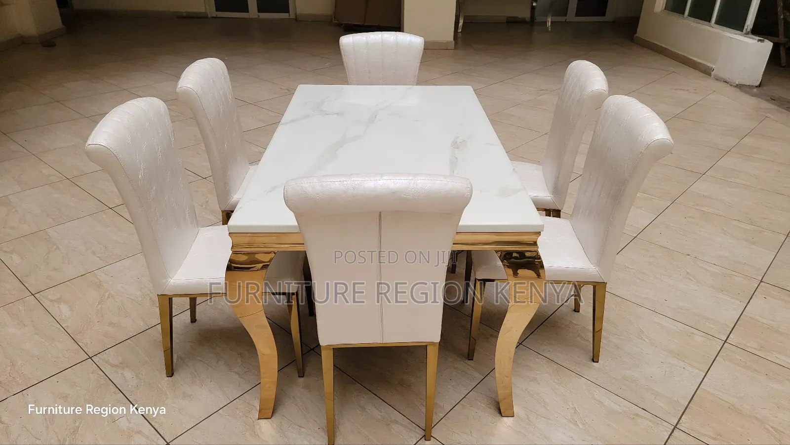 Marble Top, Leather Seats, Six Seater Dinning Table