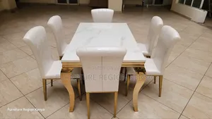 Marble Top, Leather Seats, Six Seater Dinning Table