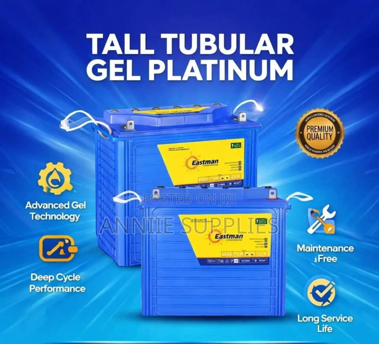 220ah Gel Platinum Tall Tubular Battery