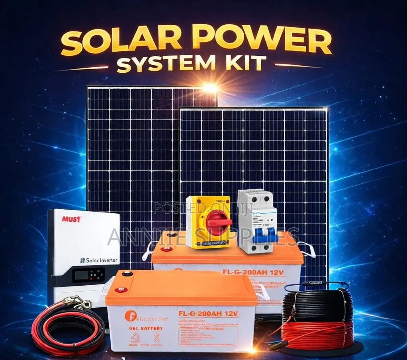 610w Solar Panel+3kva 2pcs 200ah Gel Battery