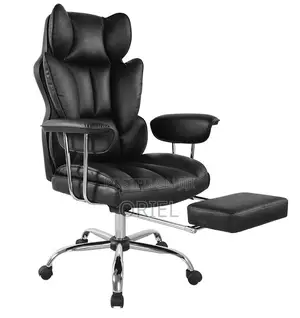 Office Chair : High-Back Executive Black Pu Leather Chair
