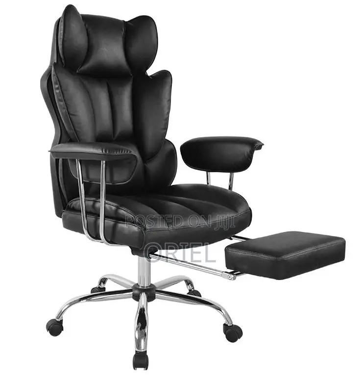 Office Chair : High-Back Executive Black Pu Leather Chair