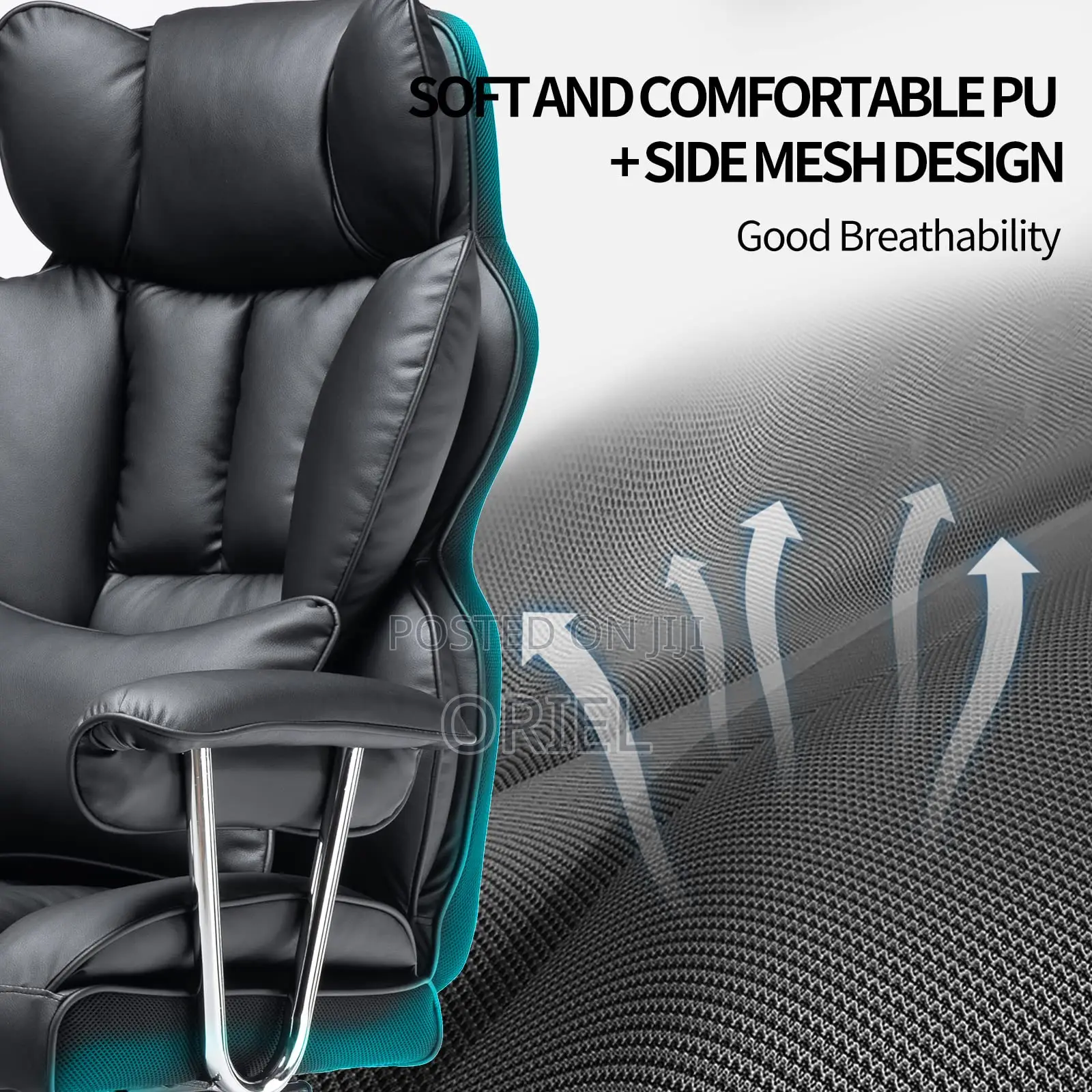 Office Chair : High-Back Executive Black Pu Leather Chair