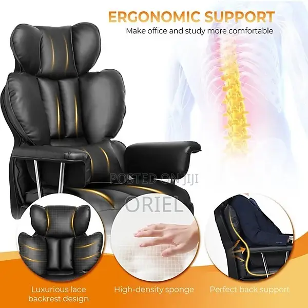 Office Chair : High-Back Executive Black Pu Leather Chair