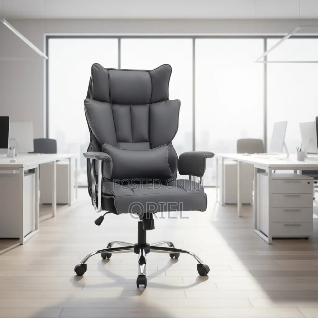 Office Chair : High-Back Executive Black Pu Leather Chair