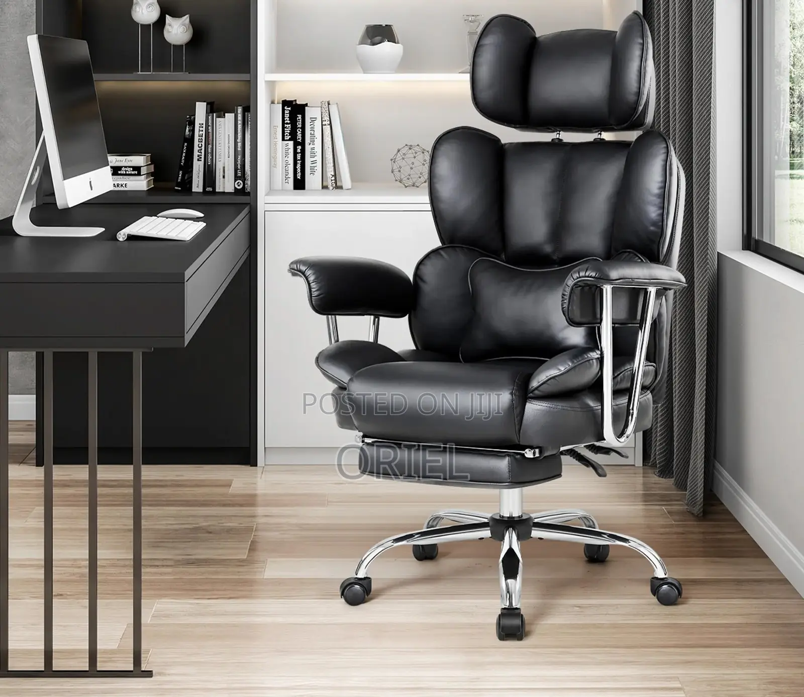 Office Chair : High-Back Executive Black Pu Leather Chair