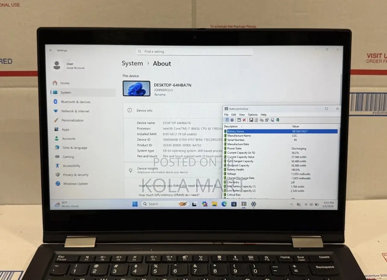 New Laptop Lenovo ThinkPad X390 Yoga 16GB Intel Core i5 SSD 256GB