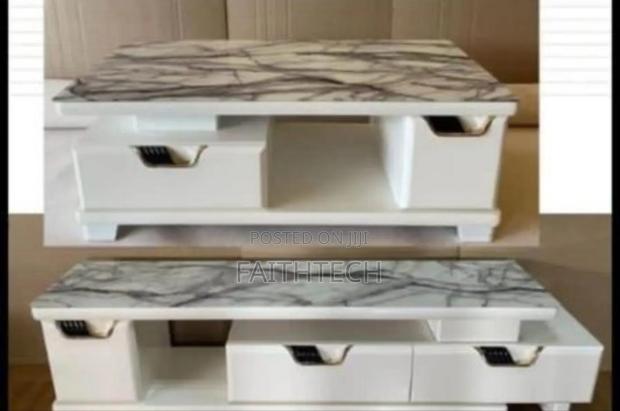 *Imported Top Marble Coffee Table With Adjustable/Expandable Tv Stand - thumbnail 4
