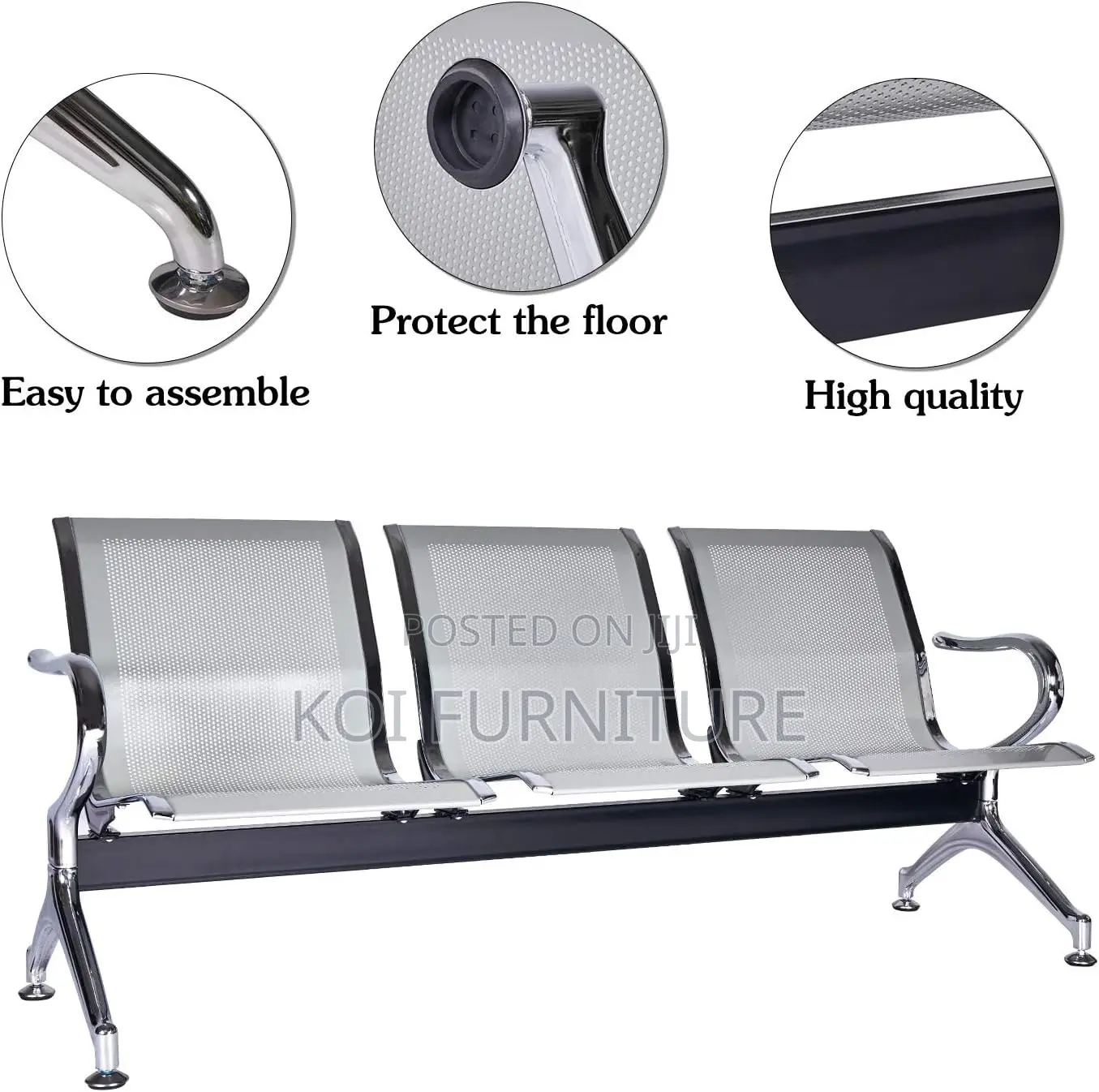 Office Bench; Three Seaters Steel Reception Airport School Bench