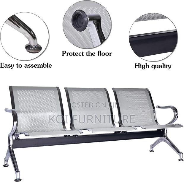 Office Bench; Three Seaters Steel Reception Airport School Bench - thumbnail 4
