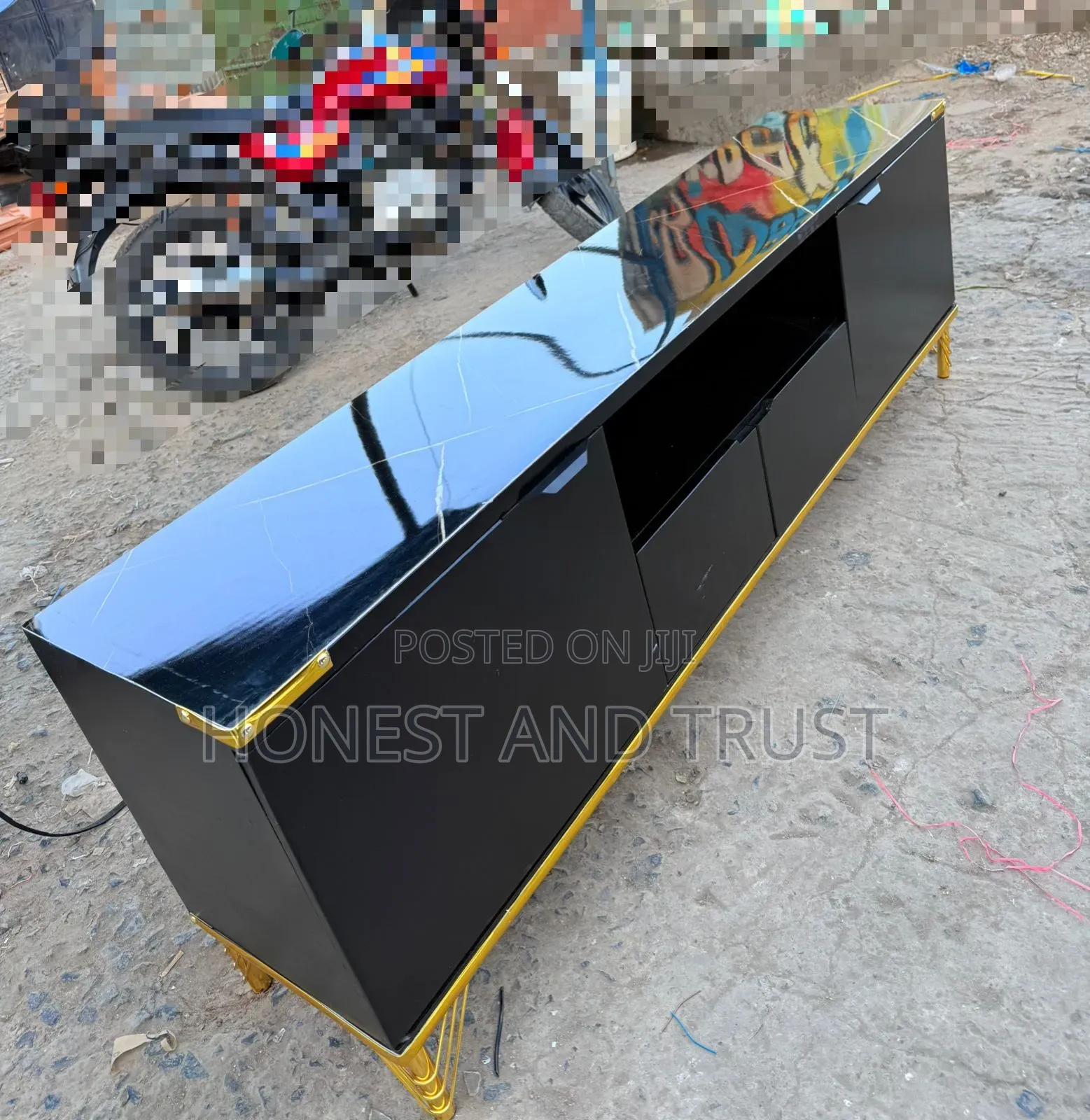 6ft Sleek Black Tv Stand