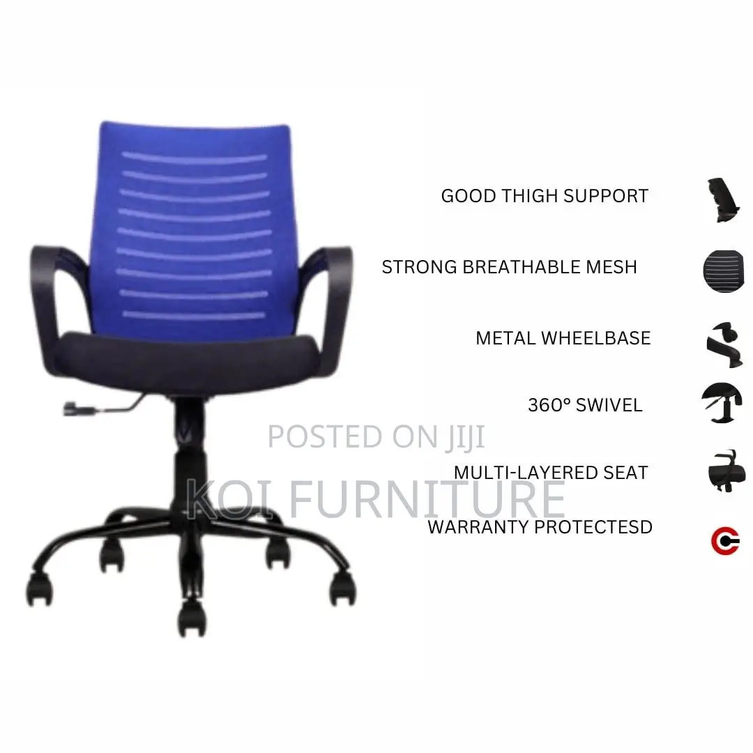 Office Chairs; Clerical Mesh Chair With Blue Backrest