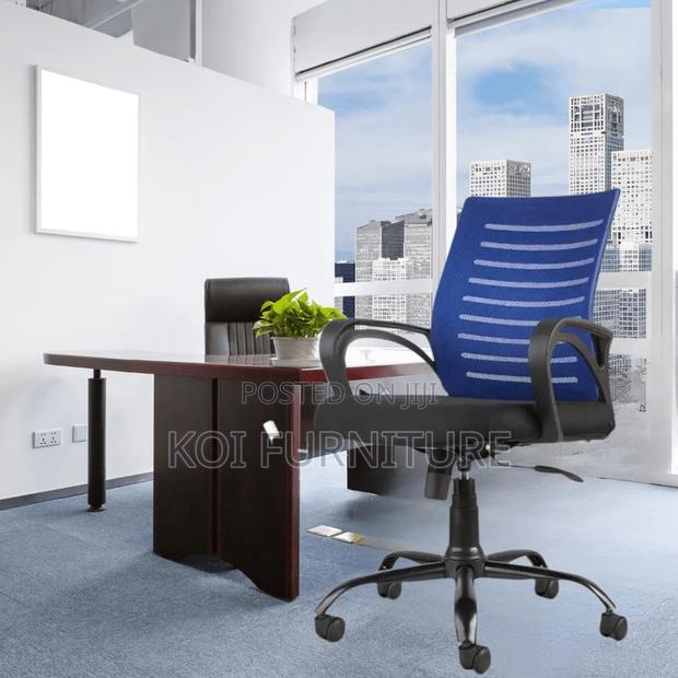 Office Chairs; Clerical Mesh Chair With Blue Backrest - thumbnail 7
