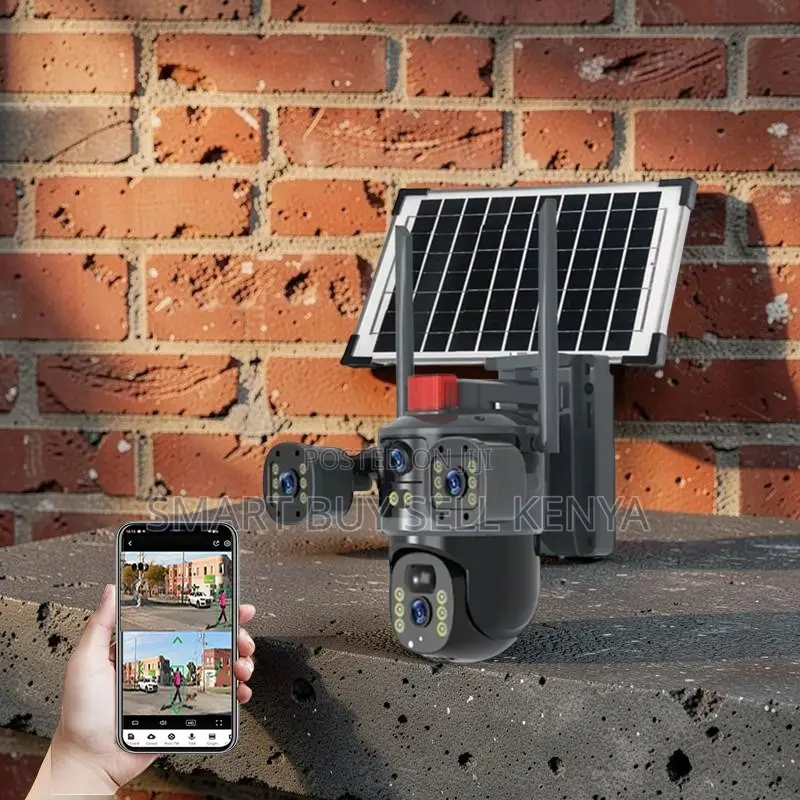 4g PTZ Tripple Lens Automatic Spotlight Activation Solar Camera