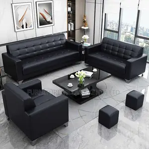 Office Sofa;5-seater Black Executive Office Sofa