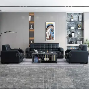 Office Sofa;5-seater Black Executive Office Sofa