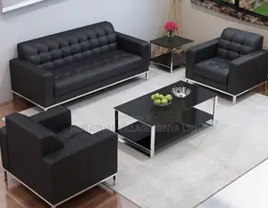 Office Sofa;5-seater Black Executive Office Sofa