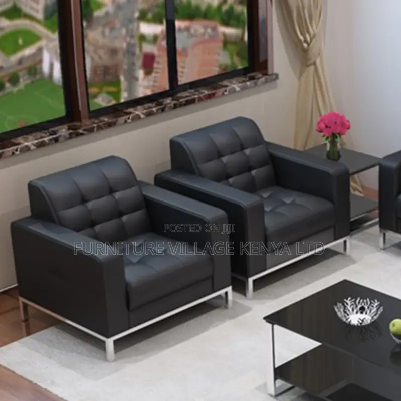 Office Sofa;5-seater Black Executive Office Sofa