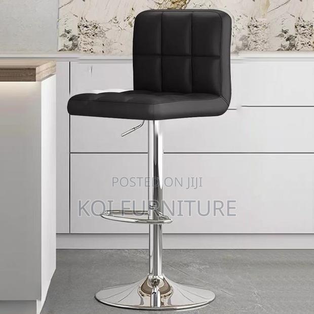 Barstools; Leather Black Swivel Adjustable Ergonomic Barstool
