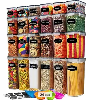 24pcs Bpa Free Airtight Plastic Containers Stackable