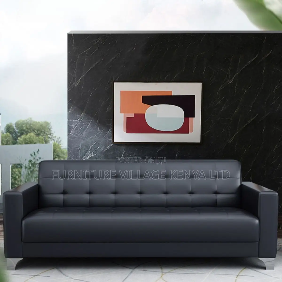 Office Sofa;5-seater Black Executive Office Sofa