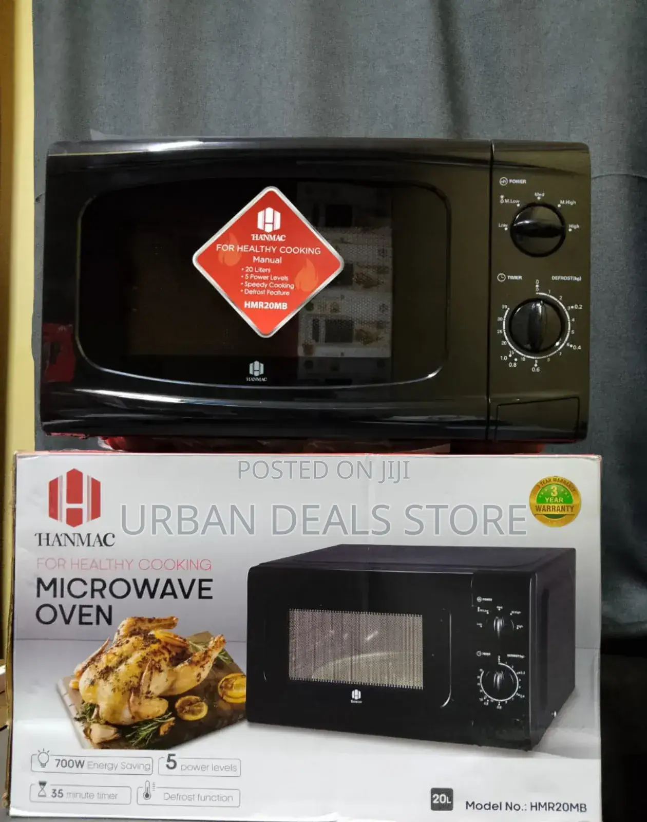 Hanmac 20l Manual Black White Microwave (3 Years Warranty)