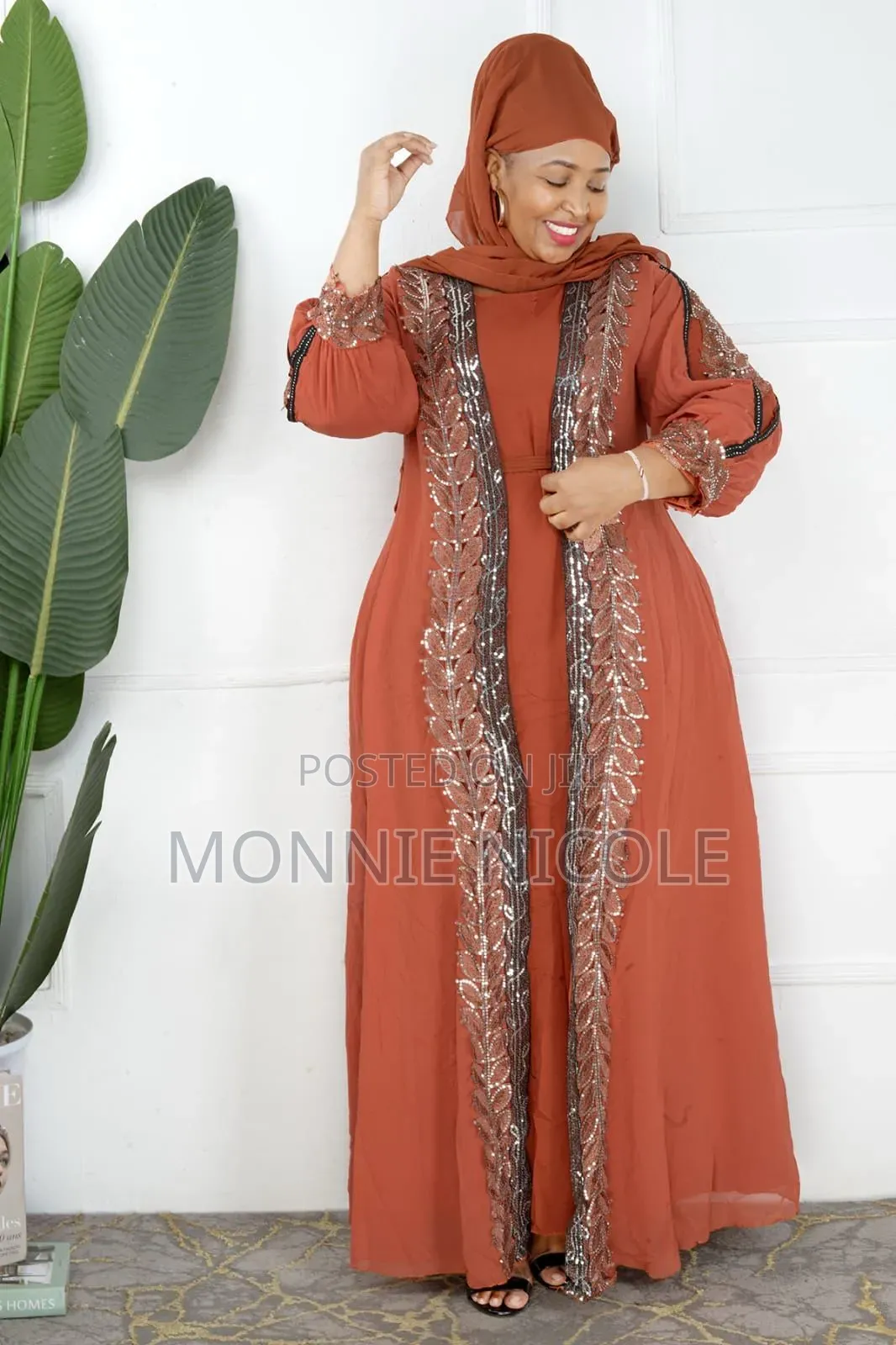 Classy Orange Abaya /Kaftan
