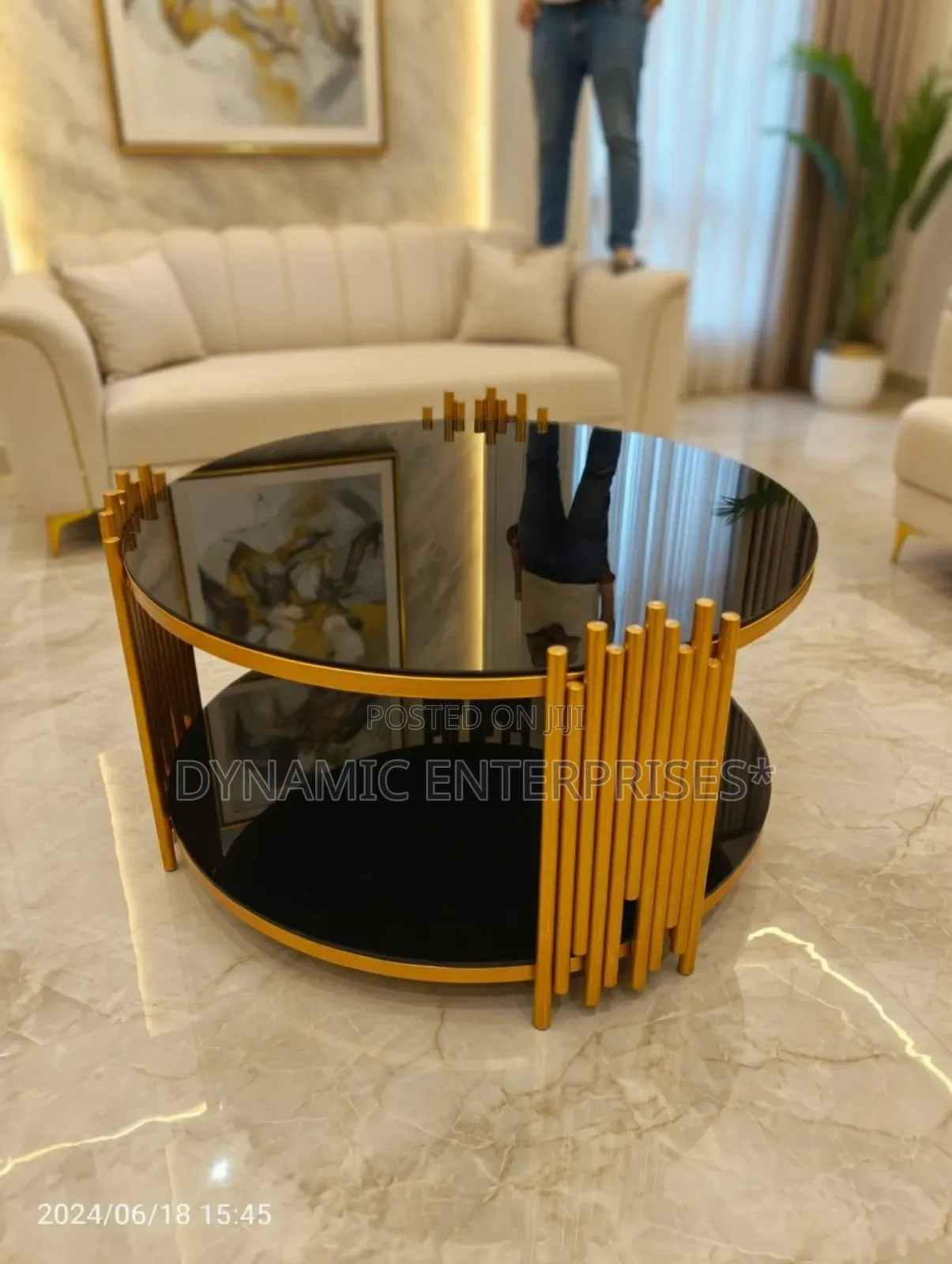 Round Glass-Top Coffee Table